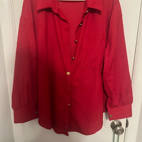 Red Button Up - Picture 3 of 3